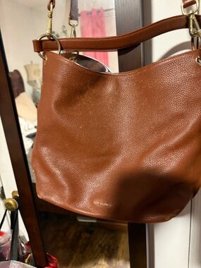 Ted Baker Cognac Brown Pebbled Leather Hobo Bag